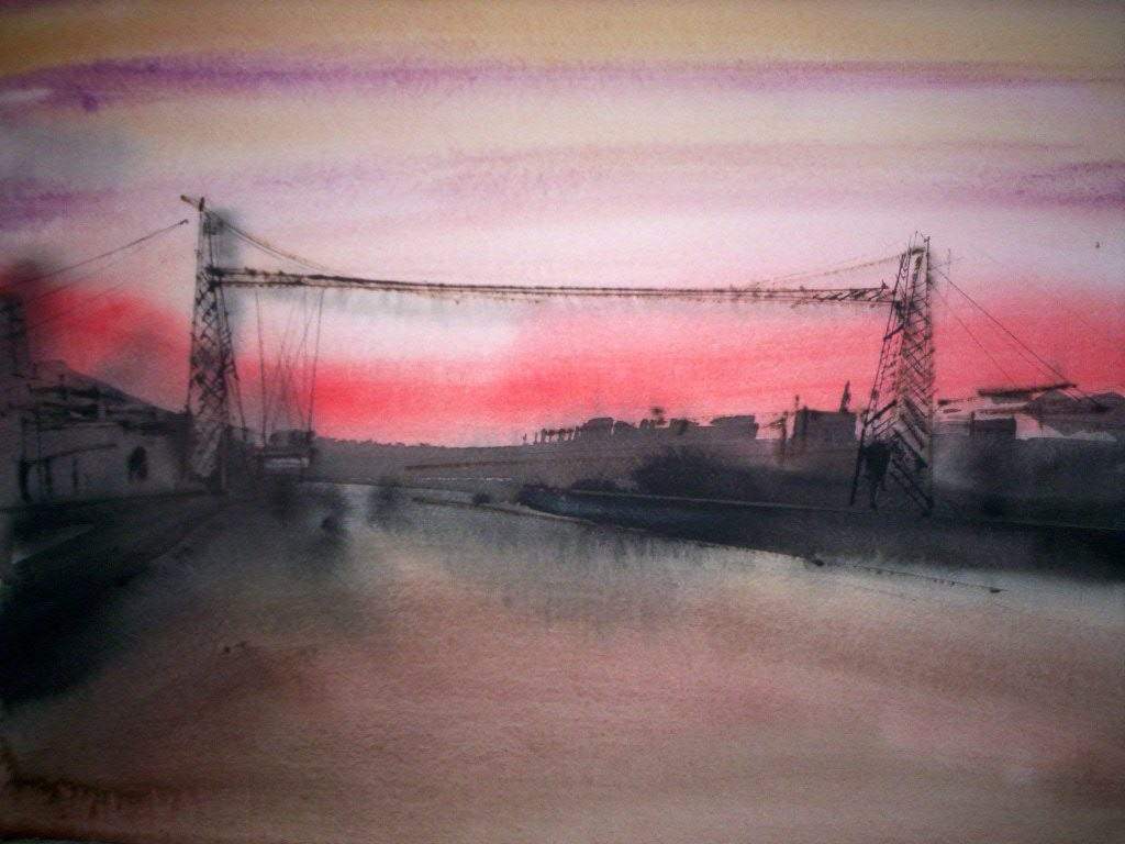 Puente Colgante de Bizkaia en Getxo - Acuarela de Iñigo Sarria